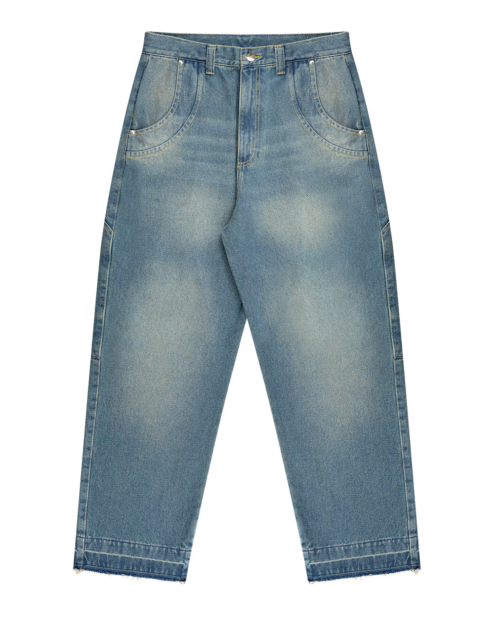 CALCA JEANS CURVILINEA DESGASTE CLARO