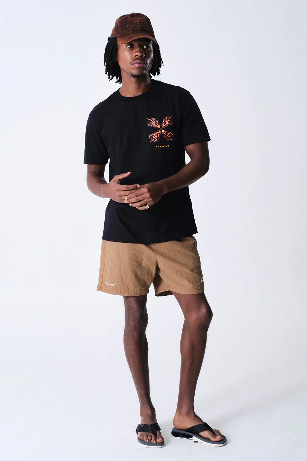 NYLON SHORTS THESAINT FLAG BROWN