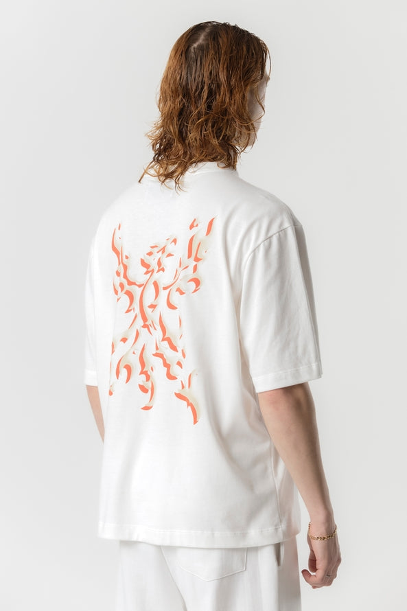 T-SHIRT UNIQUE COLOR FLAME - OFF WHITE