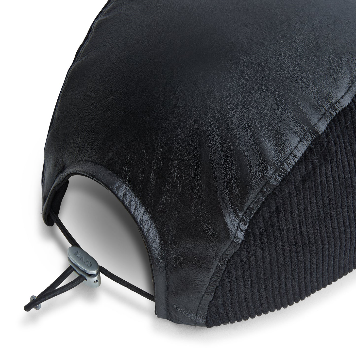 3 PANEL LEATHER HAT "CLASS INVERSO" BLACK