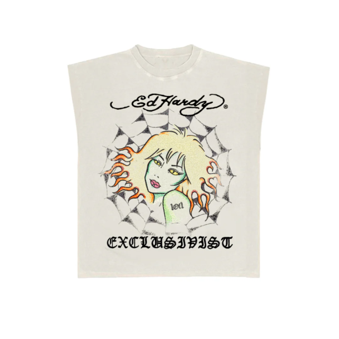 Ed Hardy The G1RLnextdoor Sleeveless Tee Off White