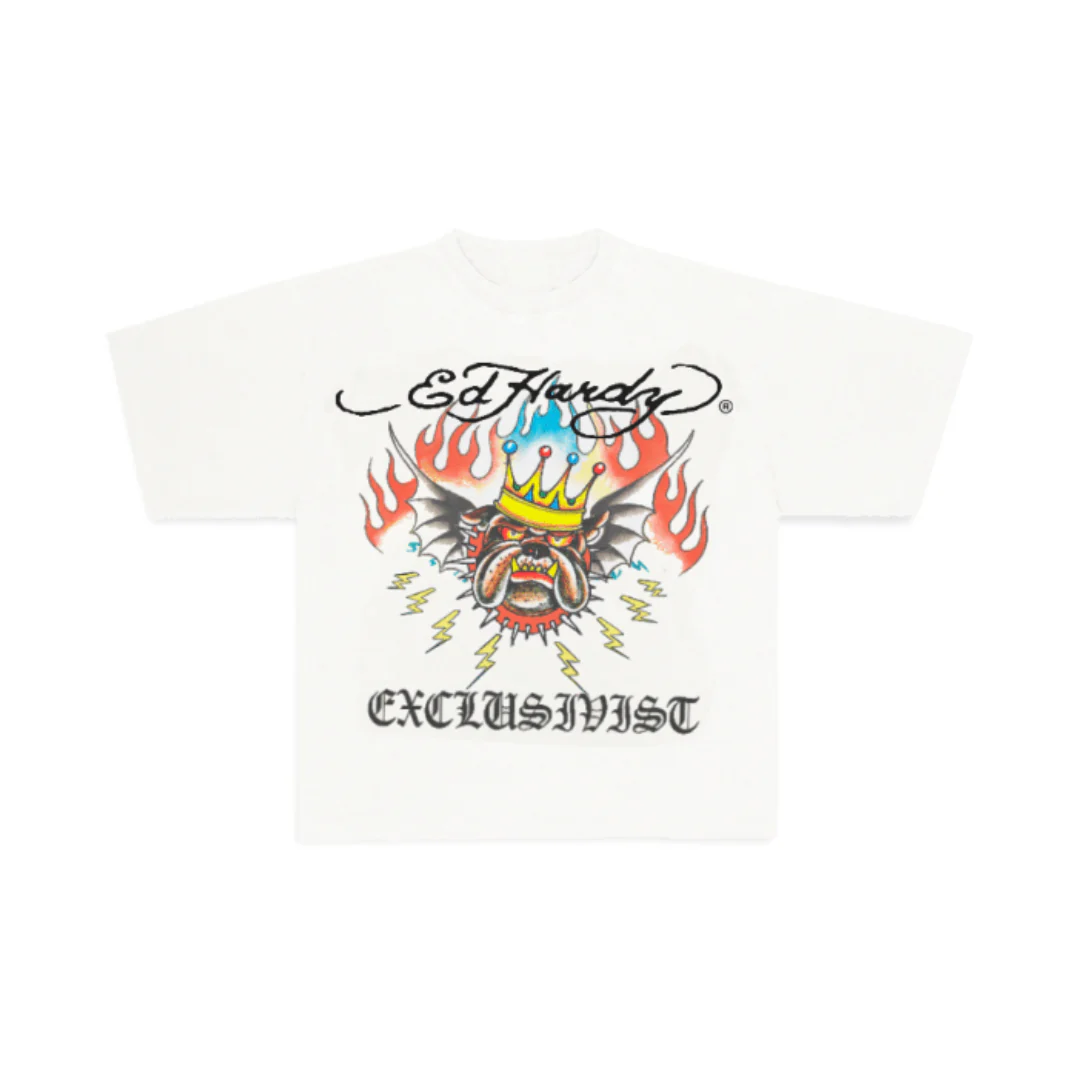 Ed Hardy 4 Da Big Dawgs Only Tee Off White
