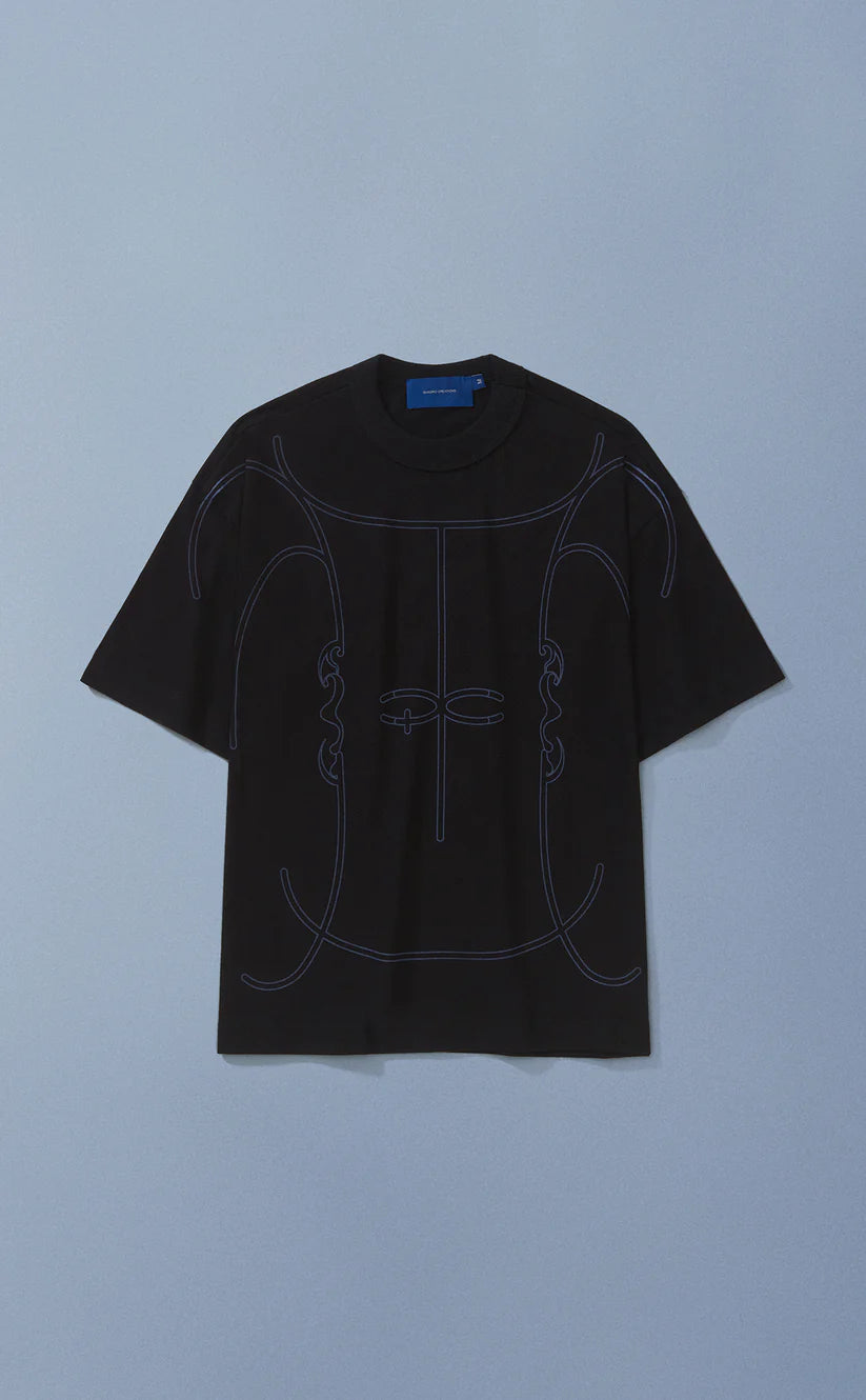 CAMISETA QC LINHAS BOXY PRETO