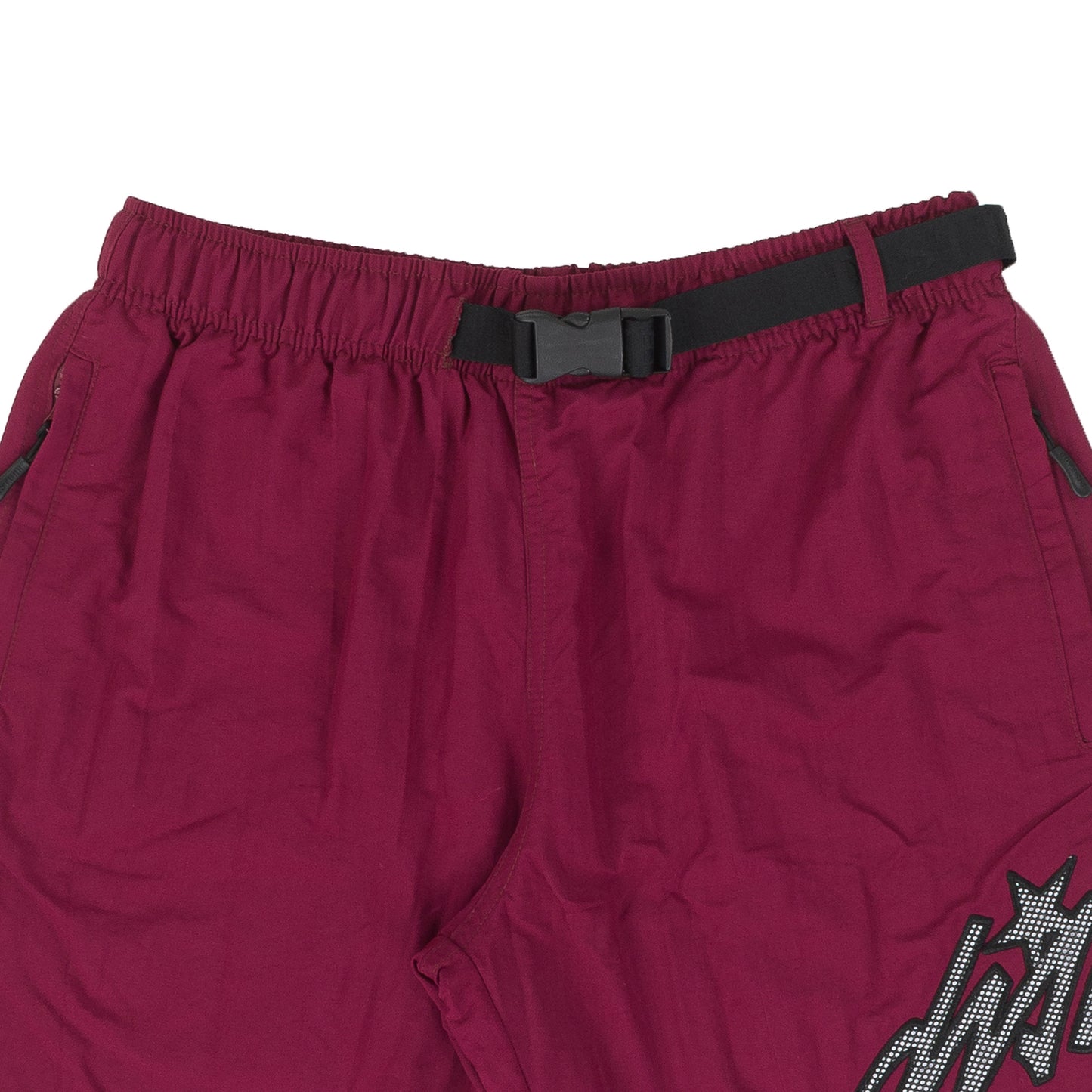Cursive Nylon Shorts In Burgundy