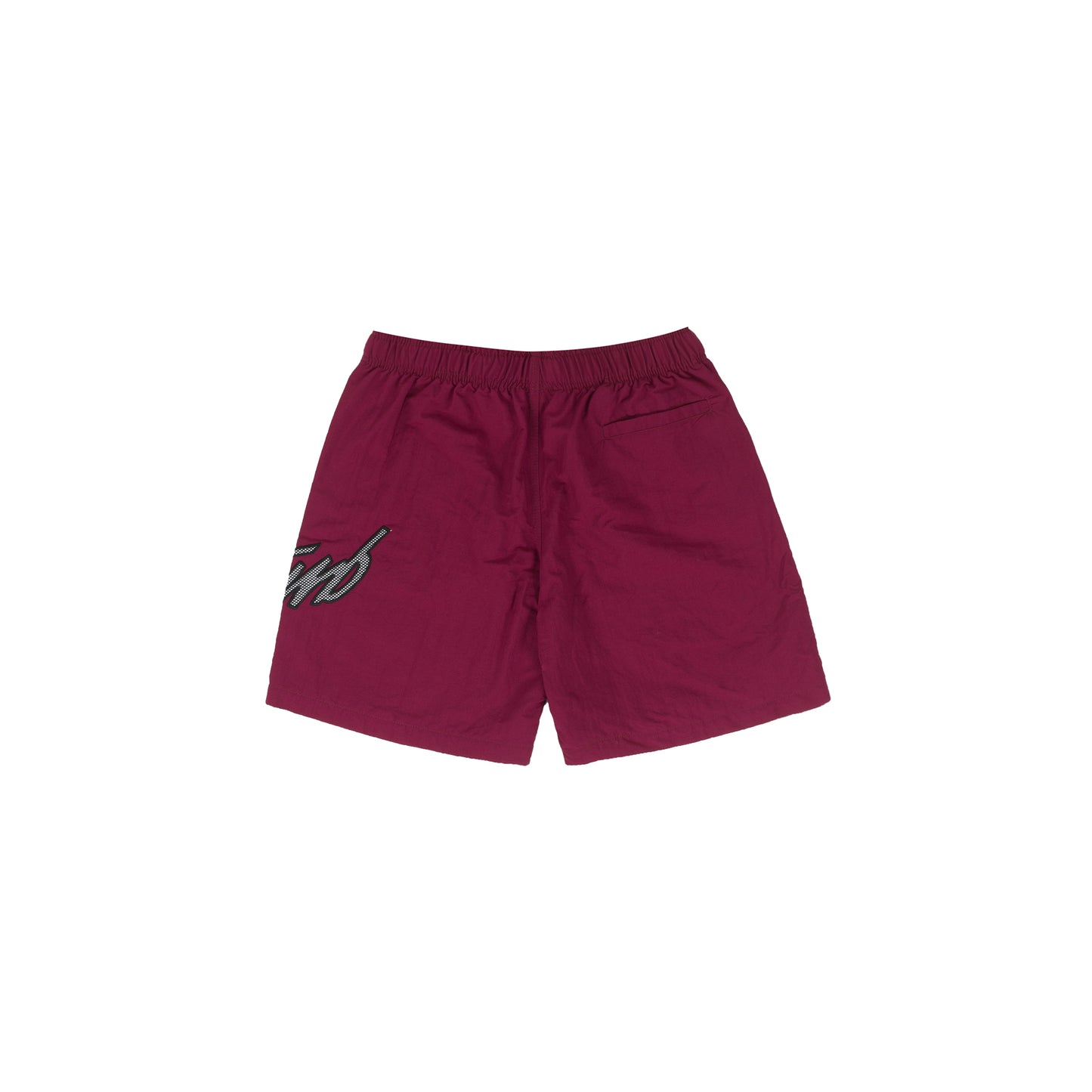 Cursive Nylon Shorts In Burgundy