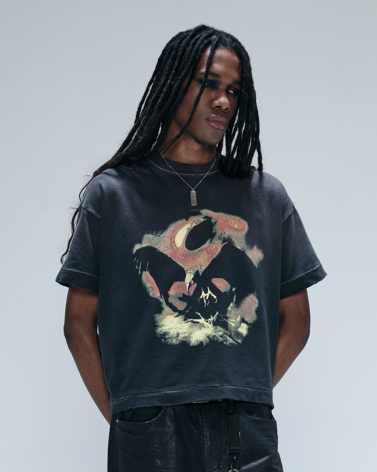 DEATHBIRD BOXY TEE - FADED BLACK