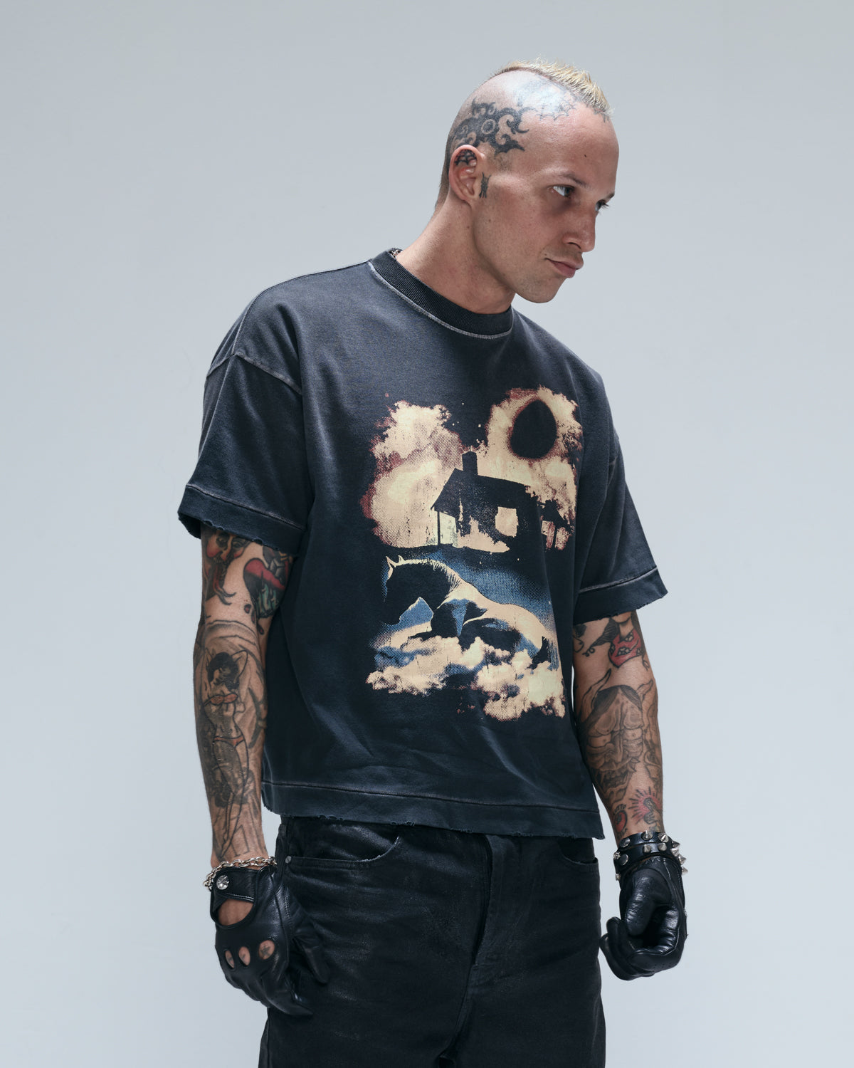 WILD HORSE PROPHECY BOXY TEE - FADED BLACK