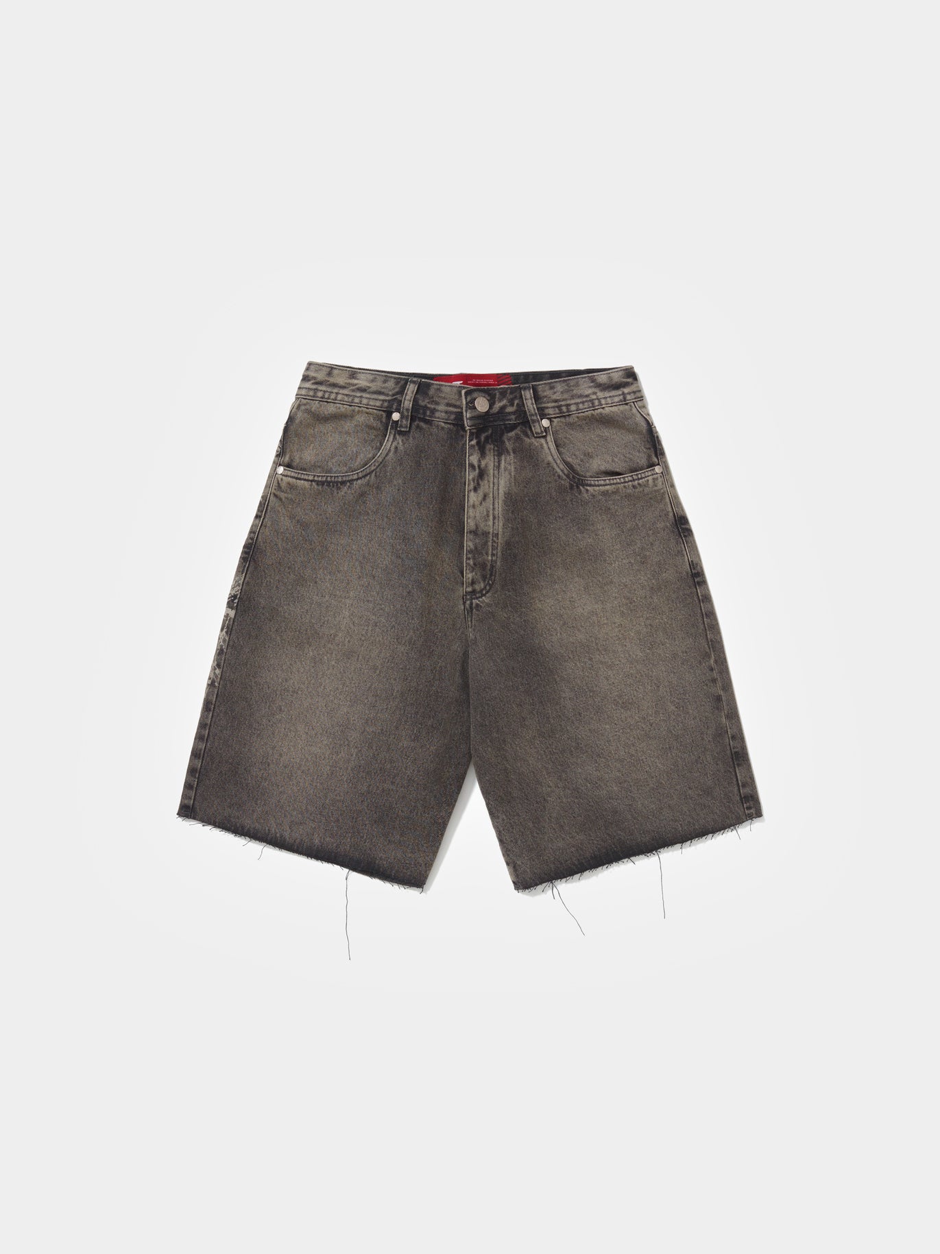 Distressed Denim Shorts Khaki