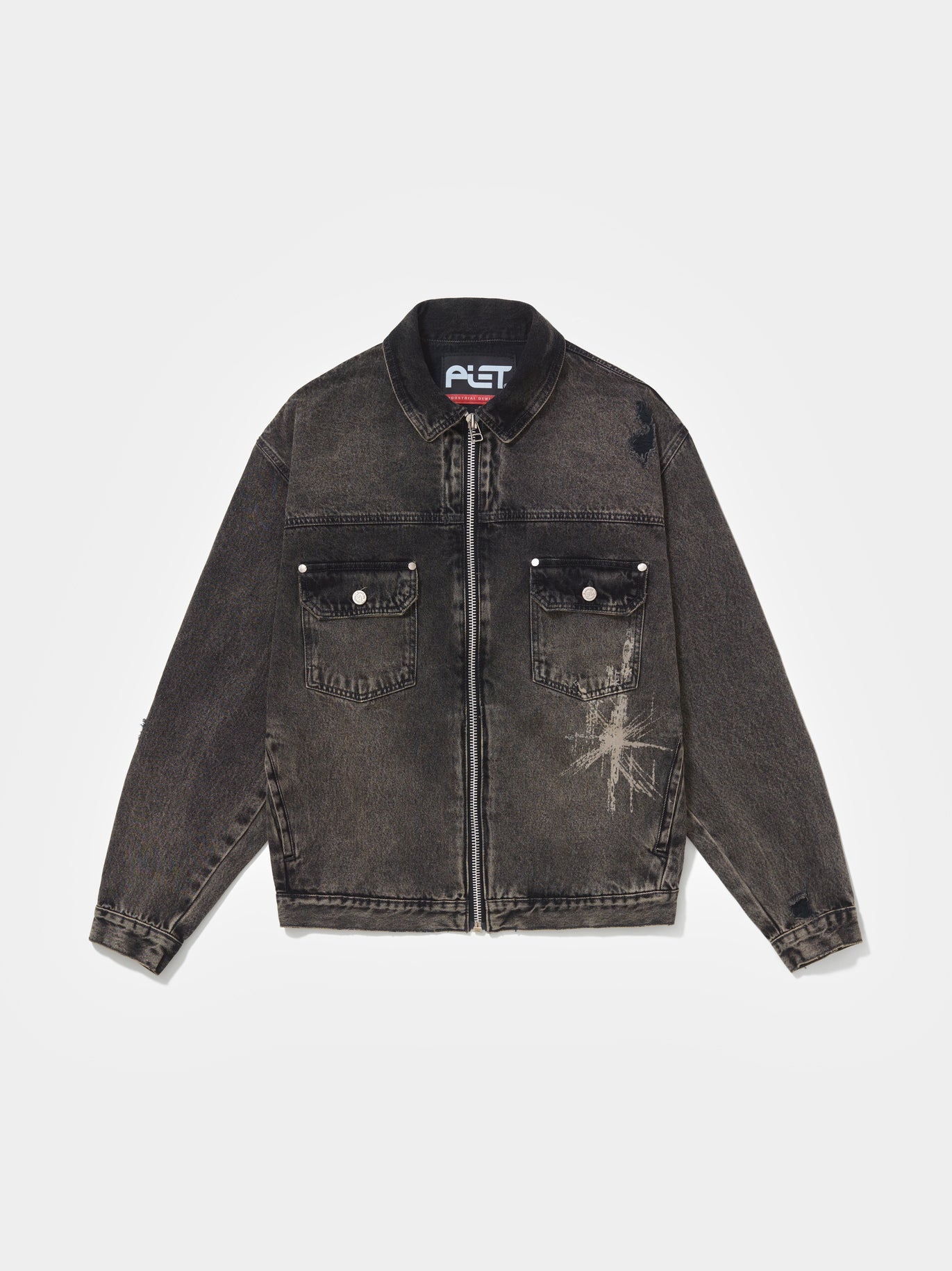 Distressed Denim Jacket Khaki