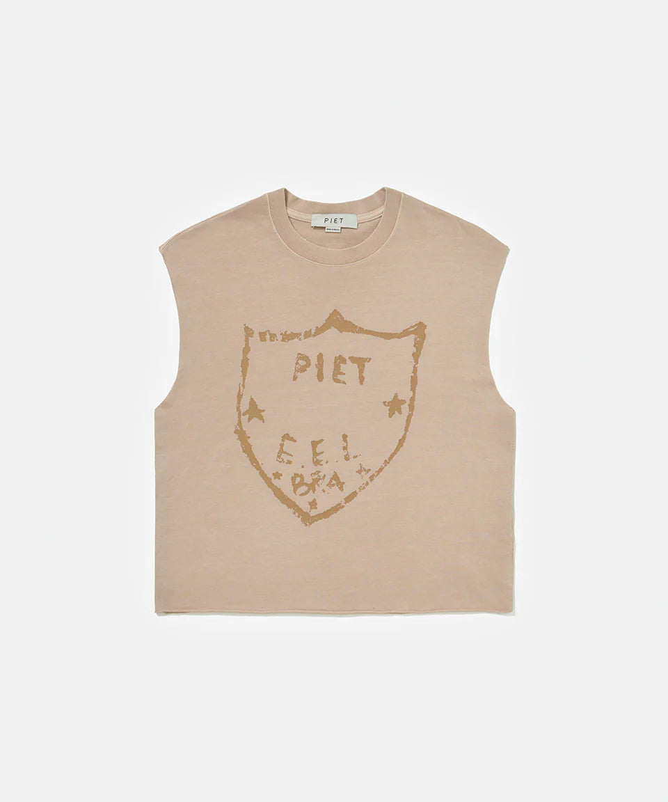 Emblem Raw Edge Oversized Tank Top