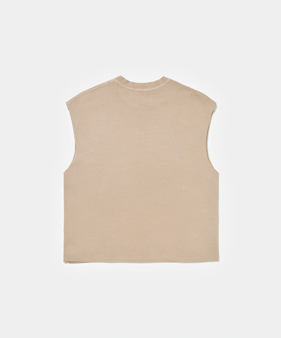 Emblem Raw Edge Oversized Tank Top