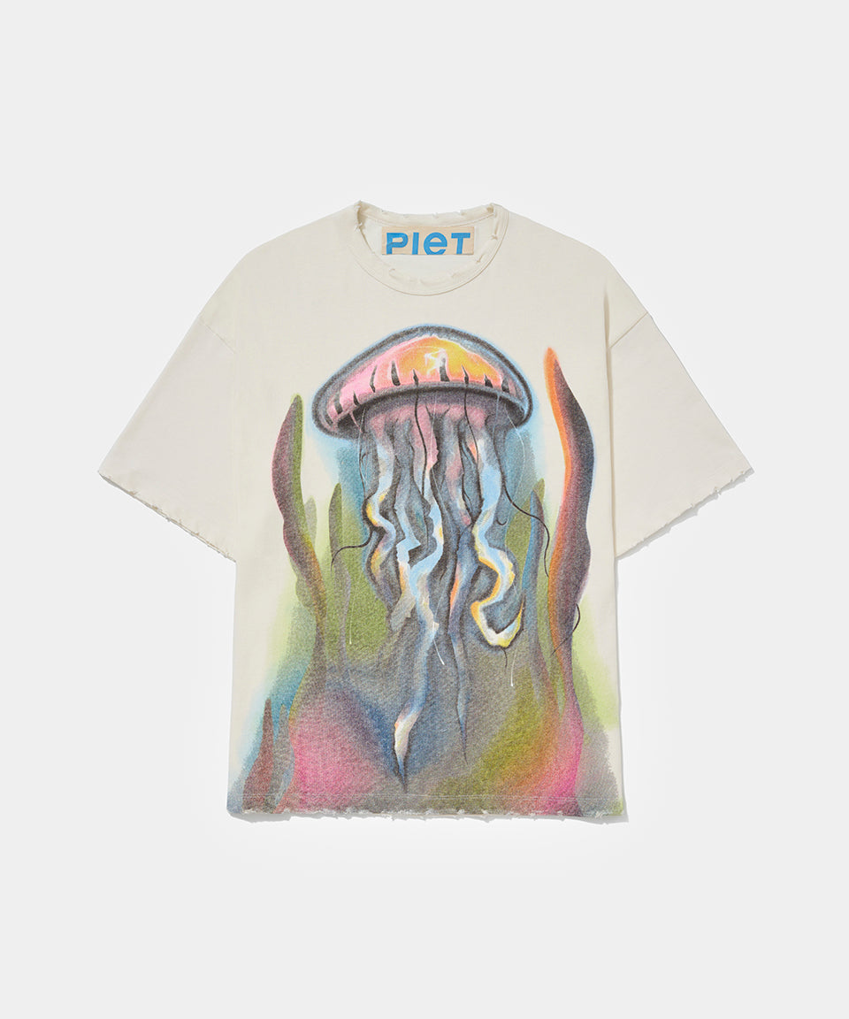 Jelly Fish Air Brush Tshirt Bone White