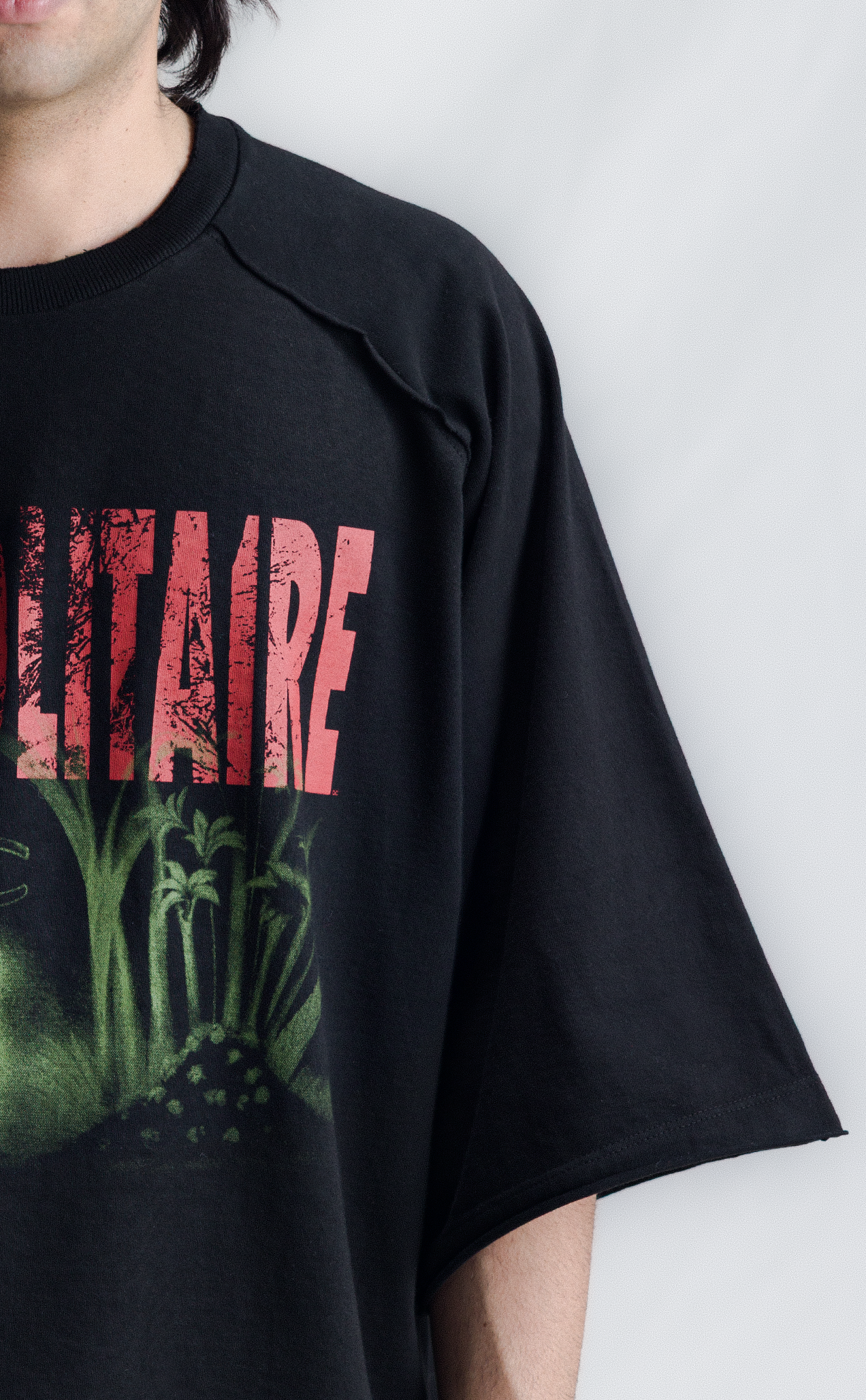 TSHIRT PIQUET PLAYSOLITAIRE OVERSIZED RAGLAN BLACK