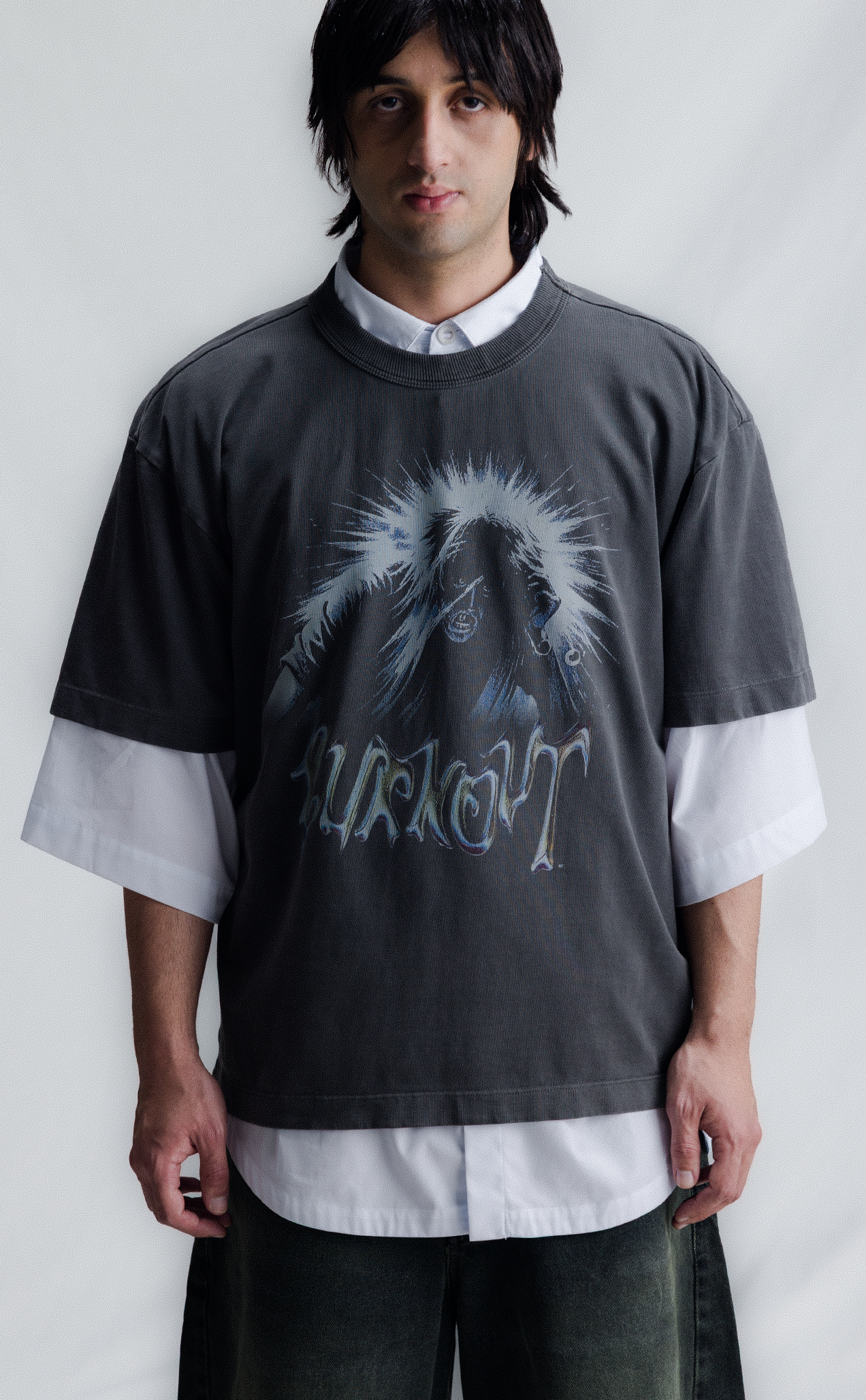 TSHIRT BURNOUT BOXY STONED BLACK