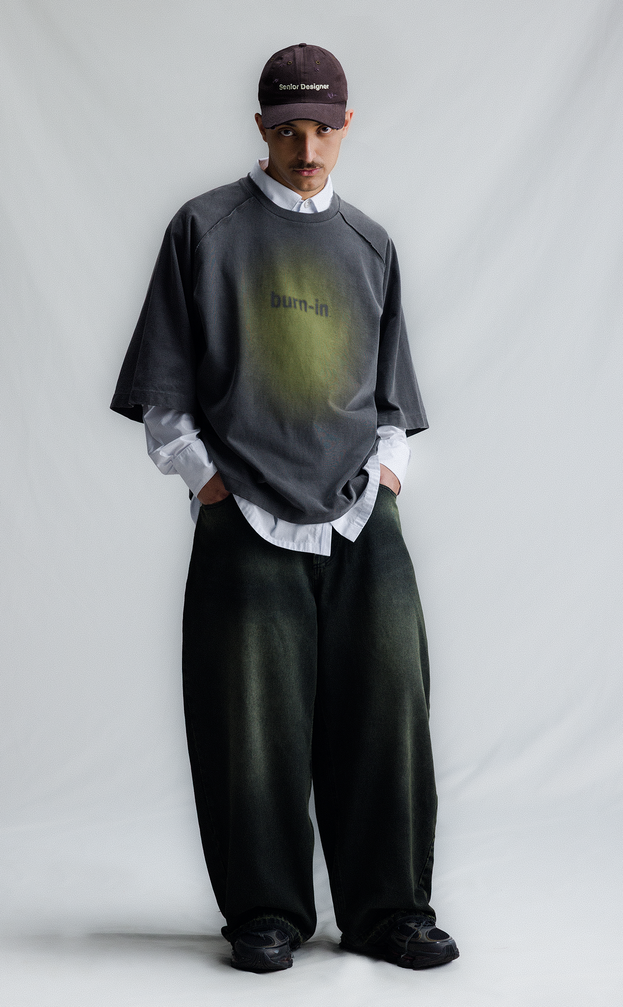 TSHIRT BURNIN OVERSIZED RAGLAN STONED ACID GREEN