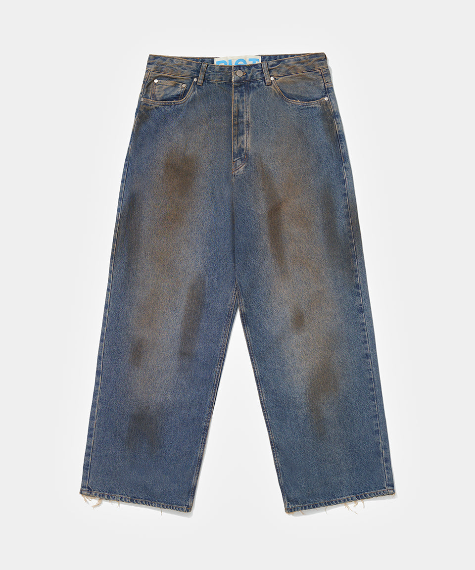 Loose Fit Dirty Denim Blue