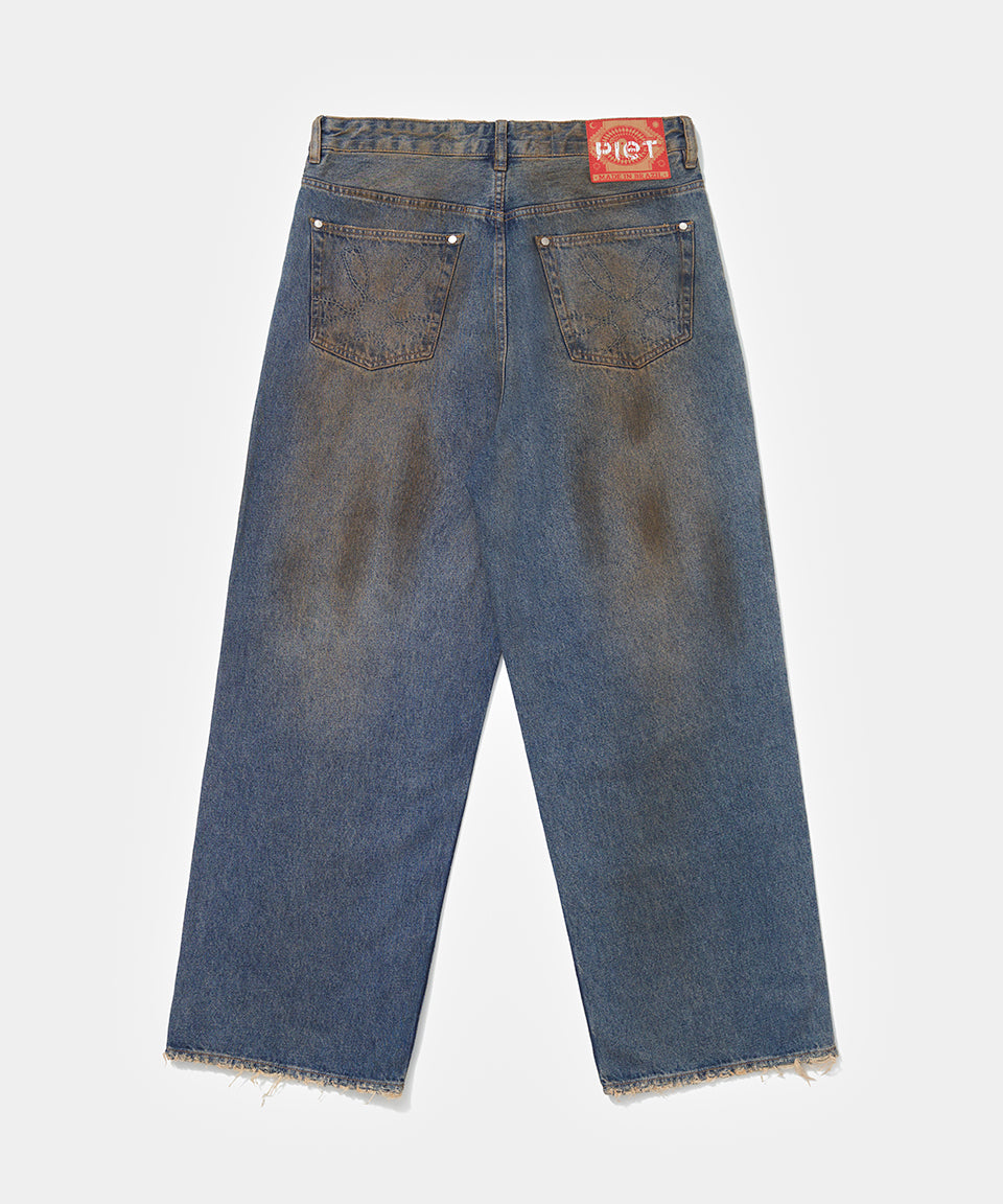 Loose Fit Dirty Denim Blue