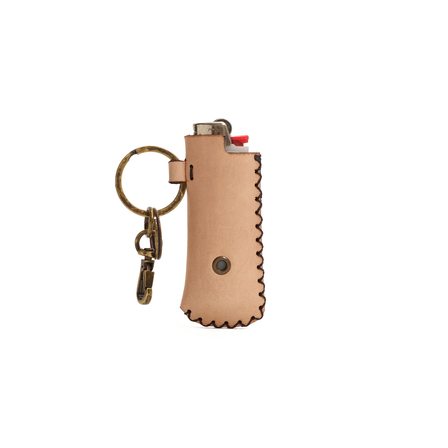 Porta Isqueiro em Couro Filetagem Bege