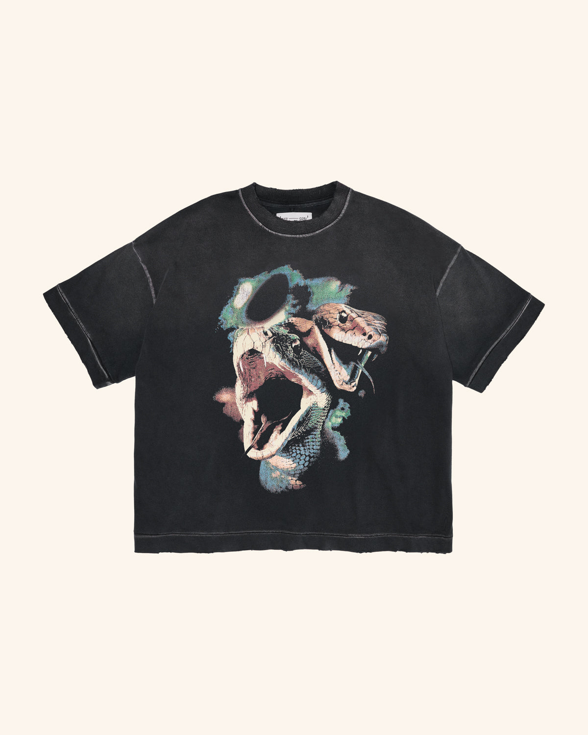 SERPENT BOXY TEE - FADED BLACK