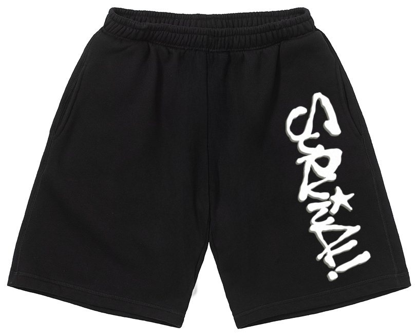 SHORTS LONGO COM BARRA SPRAY PRETO