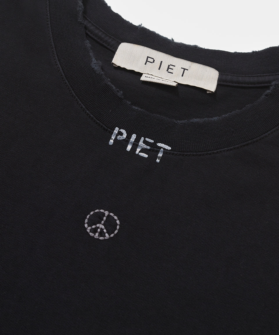 Patchwork Sleeveless Tee Vintage Black