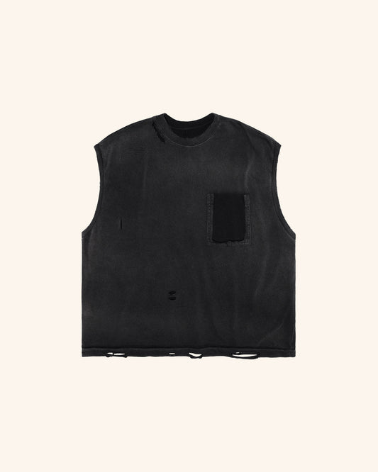 TRASHED TANK TOP - FADED BLACK
