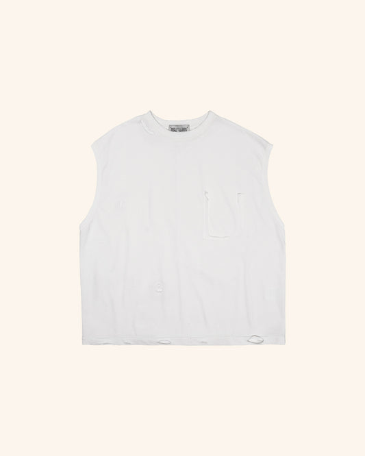 TRASHED TANK TOP - OFF WHITE