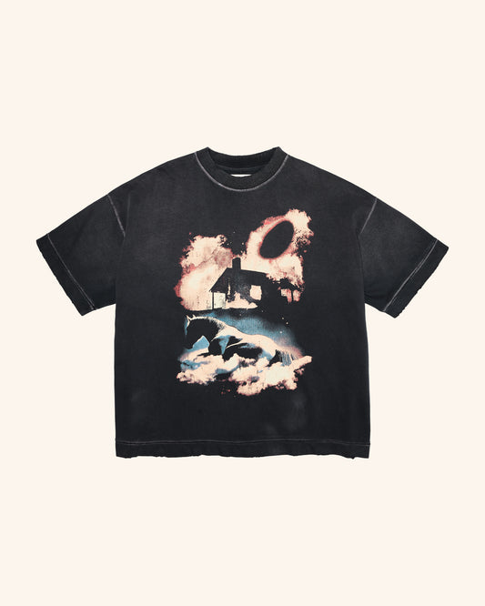 WILD HORSE PROPHECY BOXY TEE - FADED BLACK