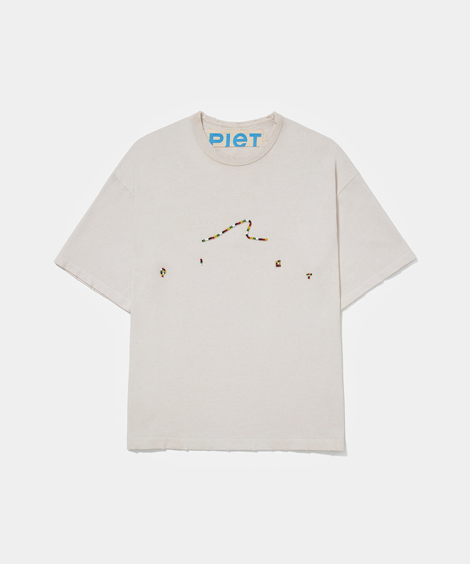 Waves Bead TShirt Bone White