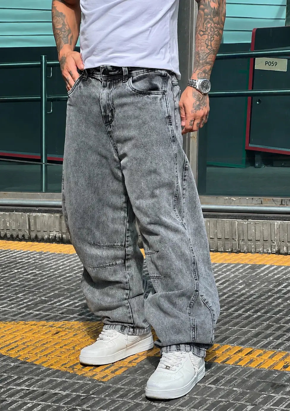Calça Barrel Estonada