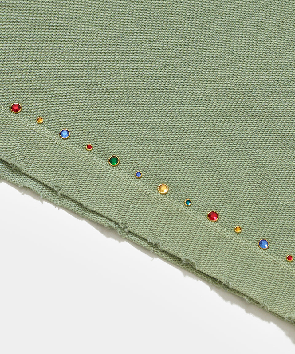 Gems Distressed Tee Olive