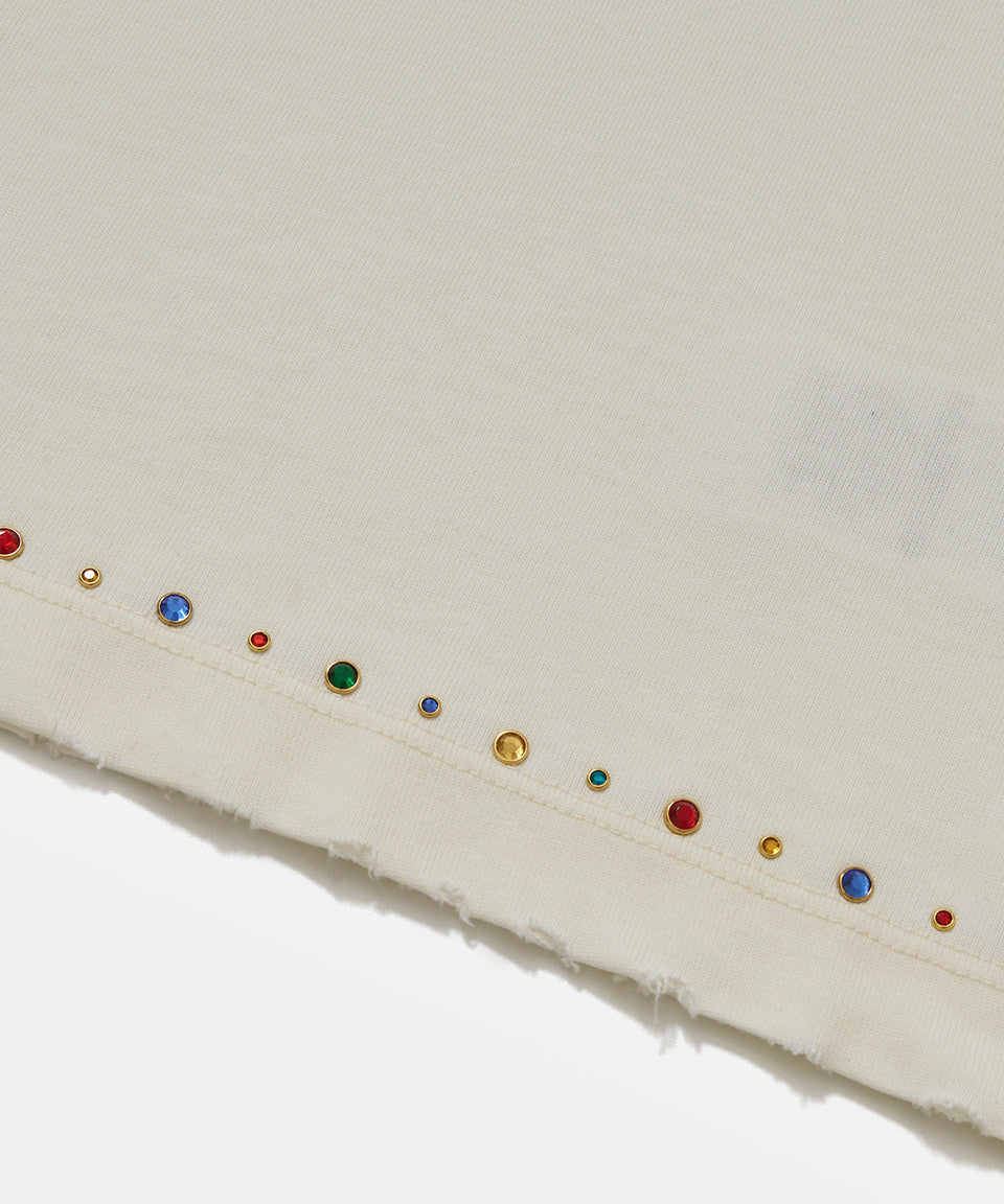 Gems Distressed Tee Bone White