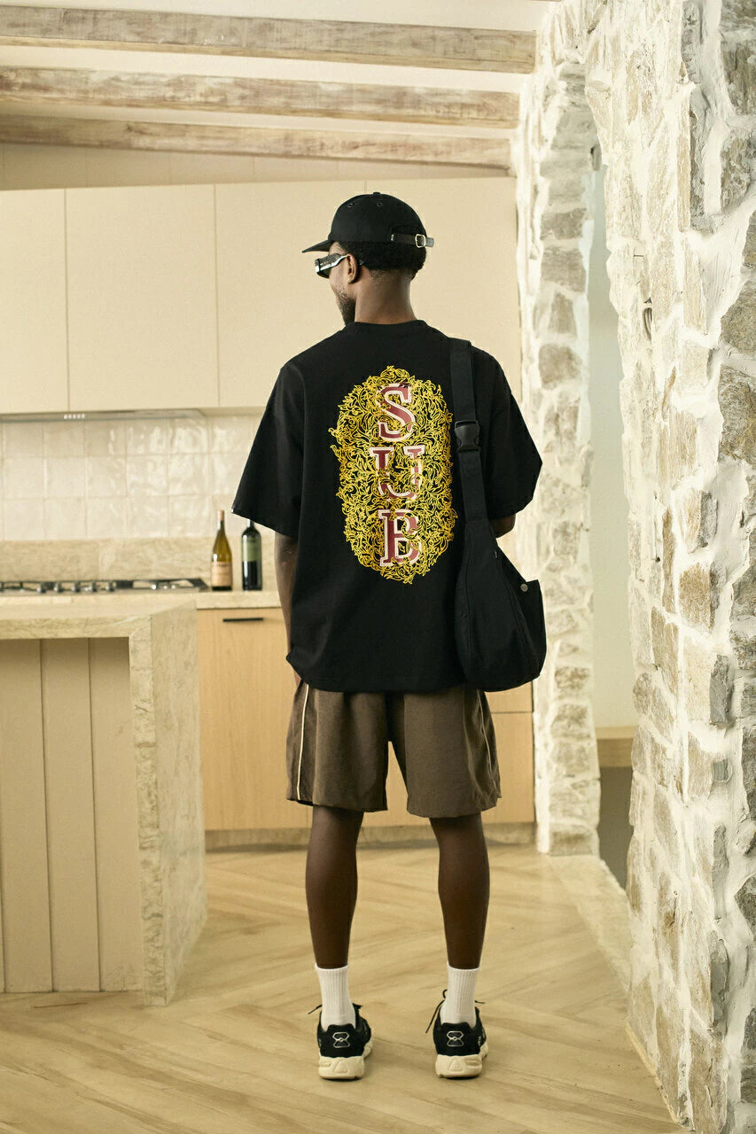 FOLIAGE BOXY TEE PRETO