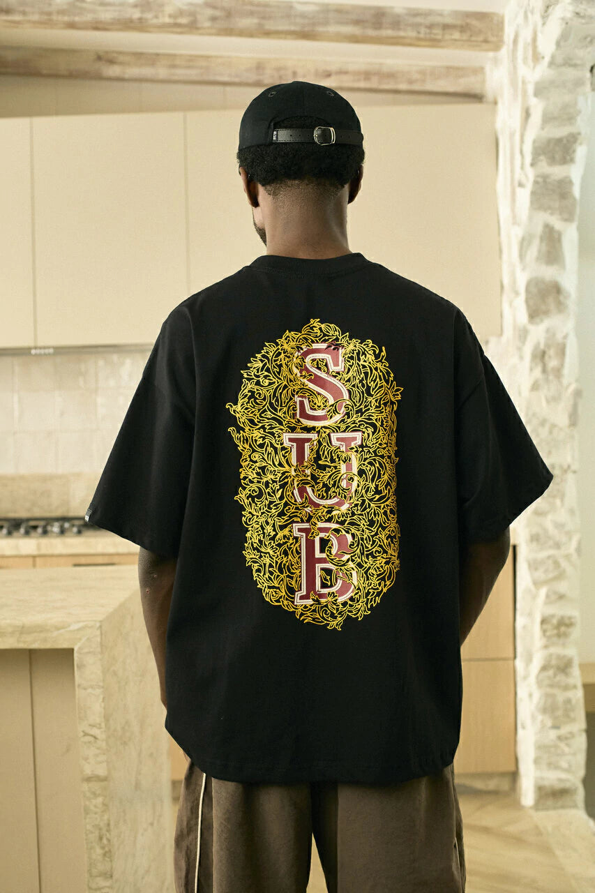 FOLIAGE BOXY TEE PRETO