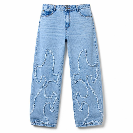Calça Baggy Patchwork  Fire Blue
