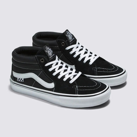 TÊNIS SKATE GROSSO MID BLACK WHITE EMO LEATHER