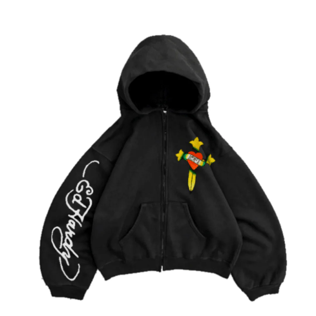 Ed Hardy Love is a Gamble Zip Up Hoodie Black