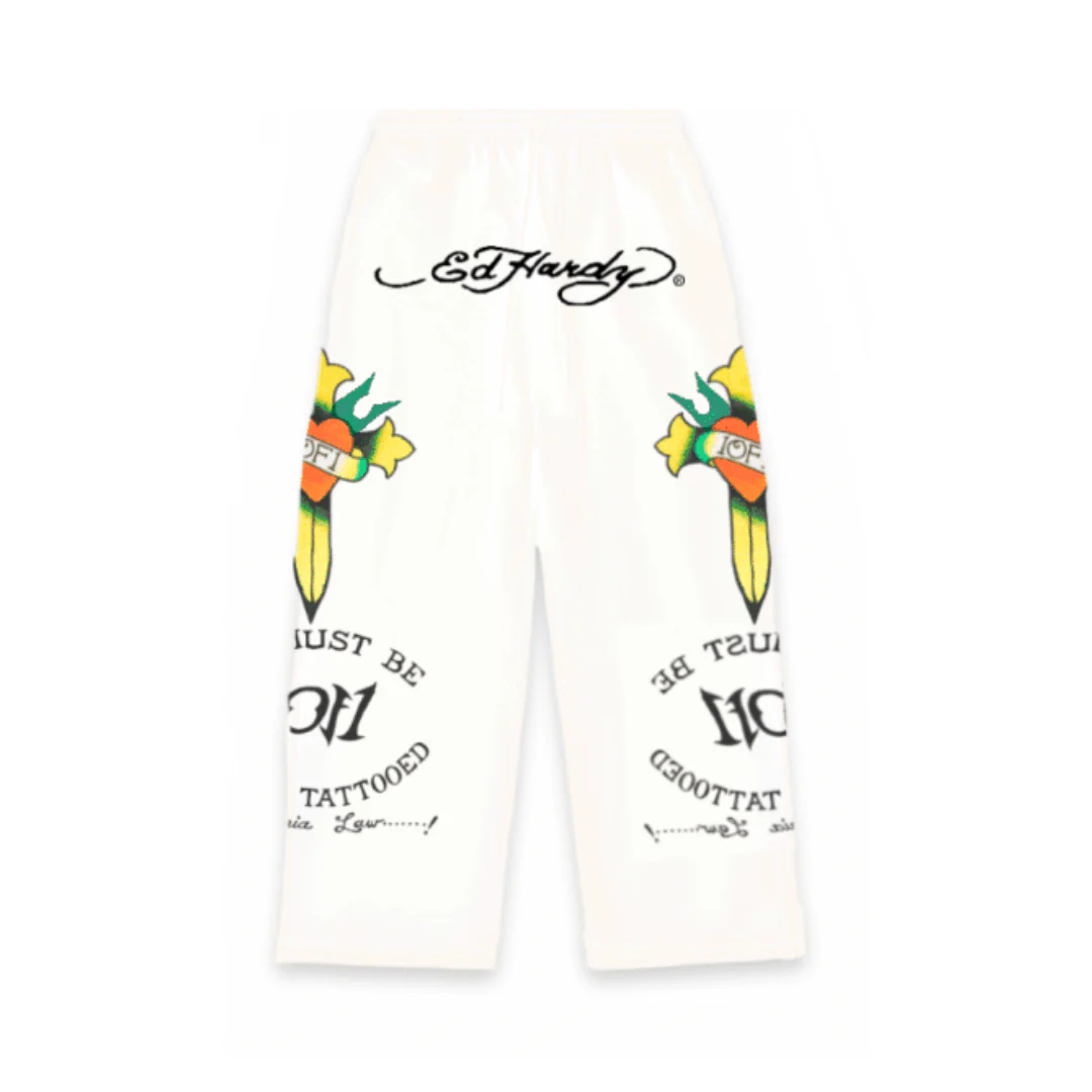 Ed Hardy Love is a Gamble Zip Up Hoodie Sweatpants Off White