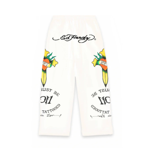 Ed Hardy Love is a Gamble Zip Up Hoodie Sweatpants Off White