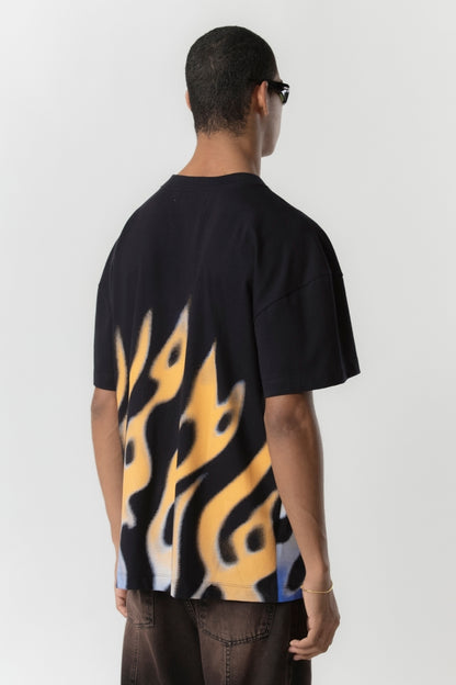 T-SHIRT OVERSIZED FIRE BLUR BLACK