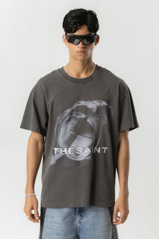 T-SHIRT OVERSIZED CLOCK - BLACK