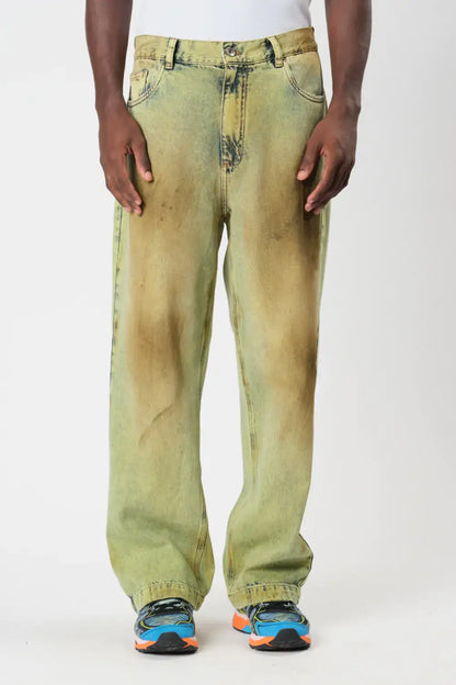 OVERSIZED DENIM PANTS SERPENTE GREEN