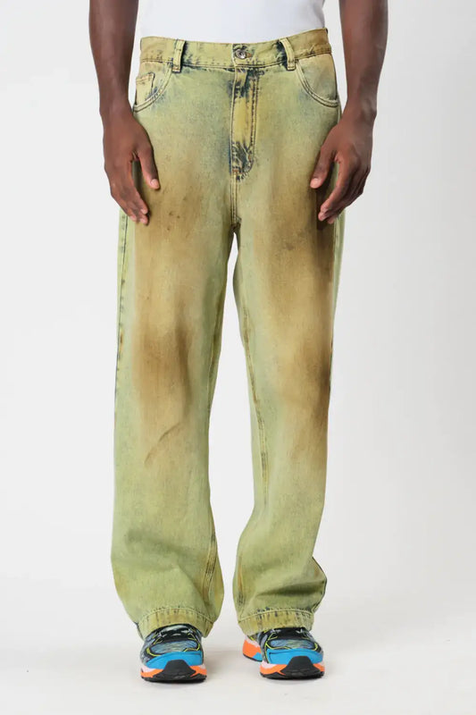 OVERSIZED DENIM PANTS SERPENTE GREEN