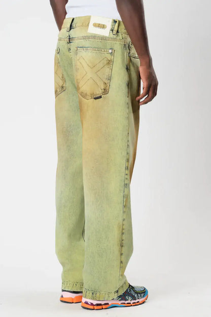 OVERSIZED DENIM PANTS SERPENTE GREEN