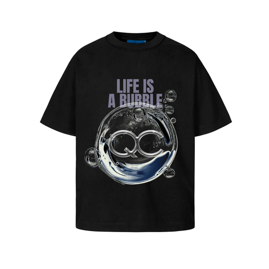 BUBBLE LIF BOXY BLACK TSHIRT