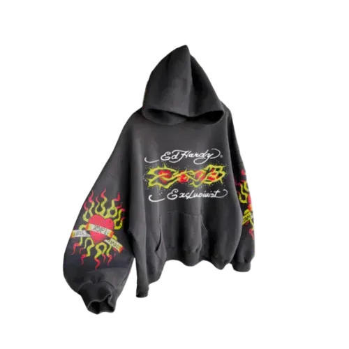 Ed Hardy Protected Hearts Hoodie Grey