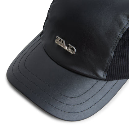 3 PANEL LEATHER HAT "CLASS INVERSO" BLACK