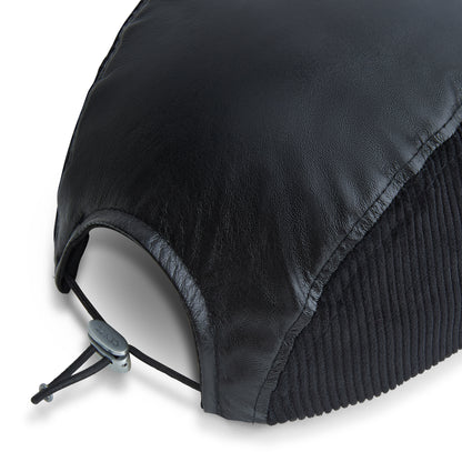 3 PANEL LEATHER HAT "CLASS INVERSO" BLACK