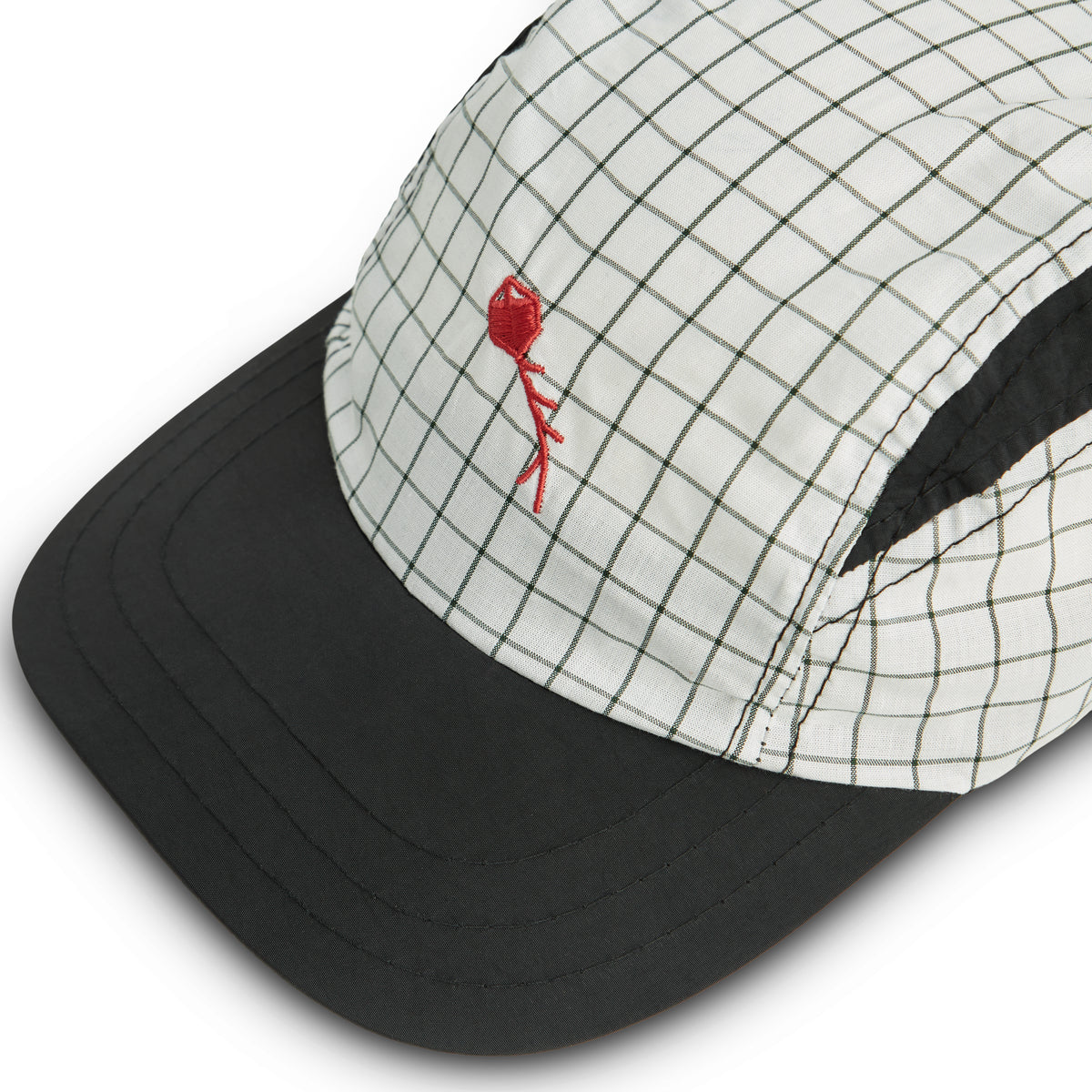 3 PANEL SPORT HAT DYNAMIC PLAID WHITE