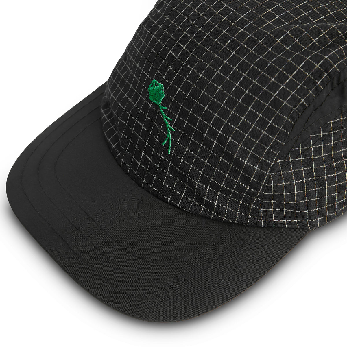 3 PANEL SPORT HAT DYNAMIC PLAID BLACK